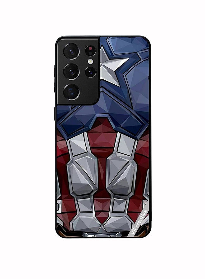 VR CREATIVE Protective Case Cover For Samsung Galaxy S21 Ultra 5G Captain America Suit Design Multicolour - Image 1