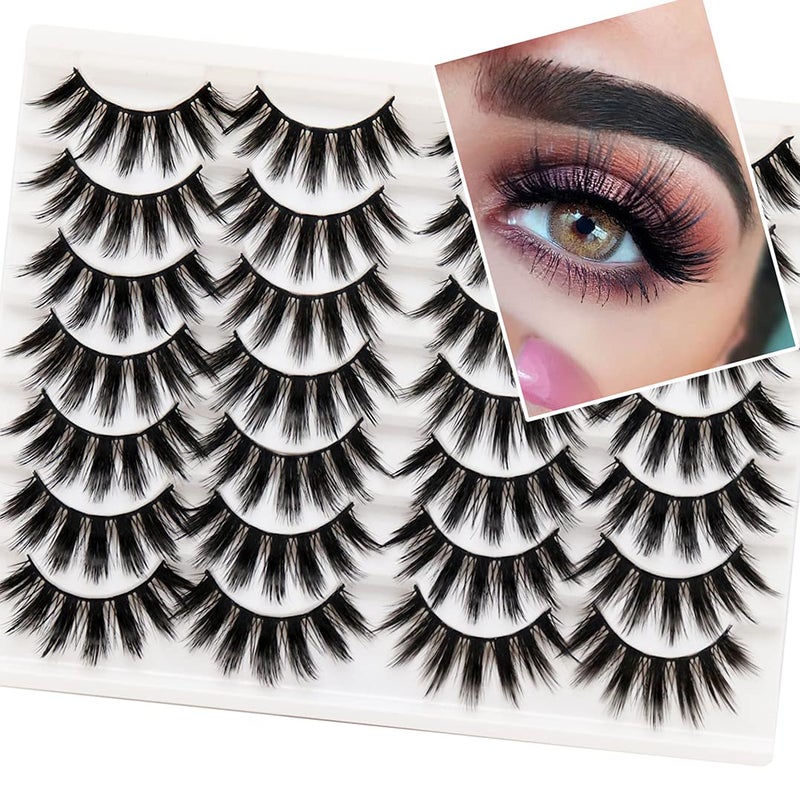 Losha Eyelashes Natural Look Faux Mink Lashes Pack Handmade Fluffy False Eyelashes 14 Pairs Eye Lashes F69