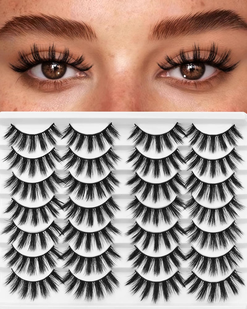 Losha Eyelashes Natural Look Faux Mink Lashes Pack Handmade Fluffy False Eyelashes 14 Pairs Eye Lashes F69 - Image 3