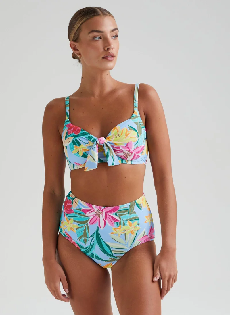 Matalan Multicoloured Tropical Floral High Waisted Bikini Bottoms