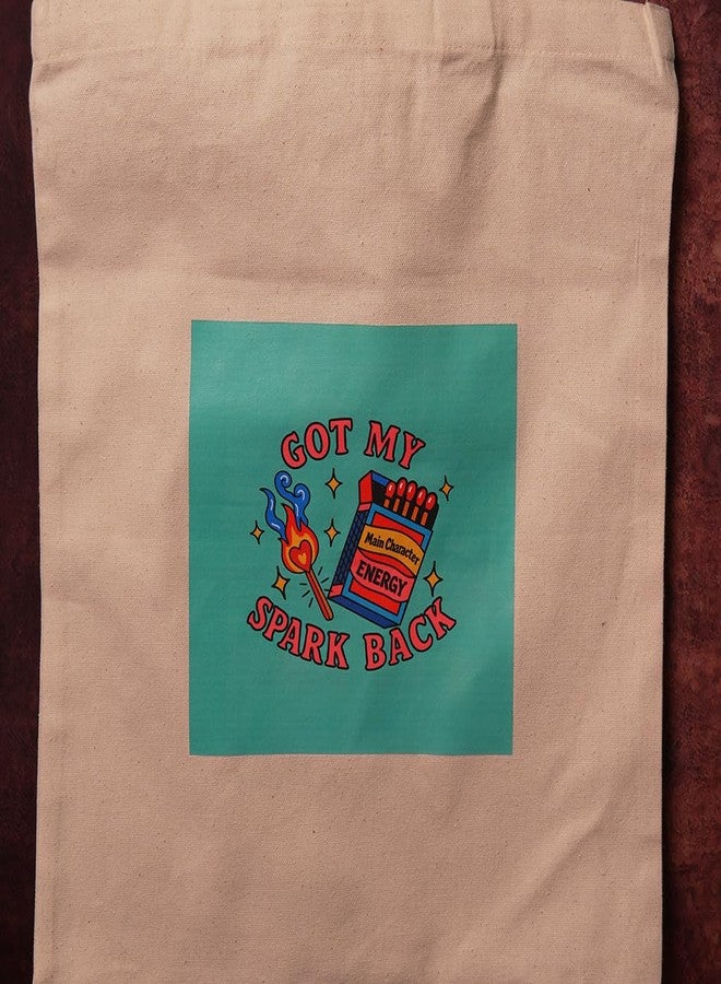 Kottanz Got My Spark Back Printed Tote Bag | Natural Muslin Cotton | Motivational Gift Bag for Women | Eco-Friendly Shoulder Bag - Image 2