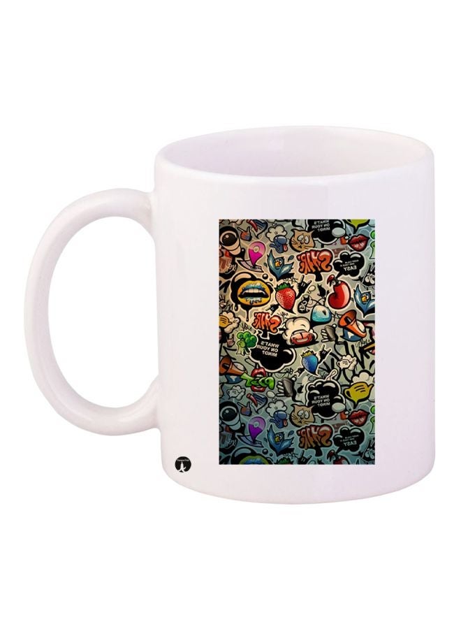 RYN Printed Coffee Mug White/Black/Blue 11ounce