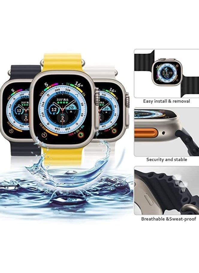 Generic - Ocean Watch Band Silicon Band for Apple Watch Ultra 1/2 49mm 46mm 45mm 44mm 42mm, Silicone Sport Strap Compatible with iwatch Series 10 9 8 7 6 5 4 3 2 1 SE - Image 1