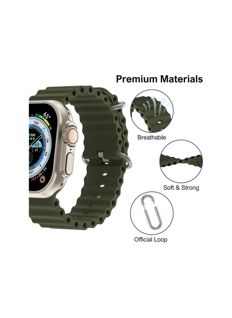 Generic - Ocean Watch Band Silicon Band for Apple Watch Ultra 1/2 49mm 46mm 45mm 44mm 42mm, Silicone Sport Strap Compatible with iwatch Series 10 9 8 7 6 5 4 3 2 1 SE - Image 1