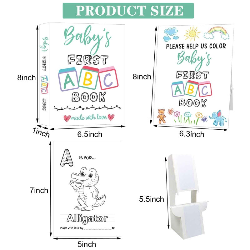 hongpar Baby's First ABC Book Baby Shower Activity Keepsake Game, ABC Coloring Baby Shower Guest Book Alternative, Baby's First Alphabet Coloring Book, Alphabet A to Z Coloring Pages - Image 3