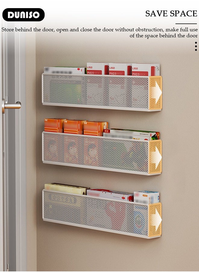 DUNISO 3 Pieces Wall Mounted Medicine Storage Box,Closet Storage Box,Wrought Iron Storage Basket Shelves Makeup Box Organizer Wall Mounted Basket Hanging Wall Floating Shelves for Living Room, Bathroom, Kitchen  - Image 5