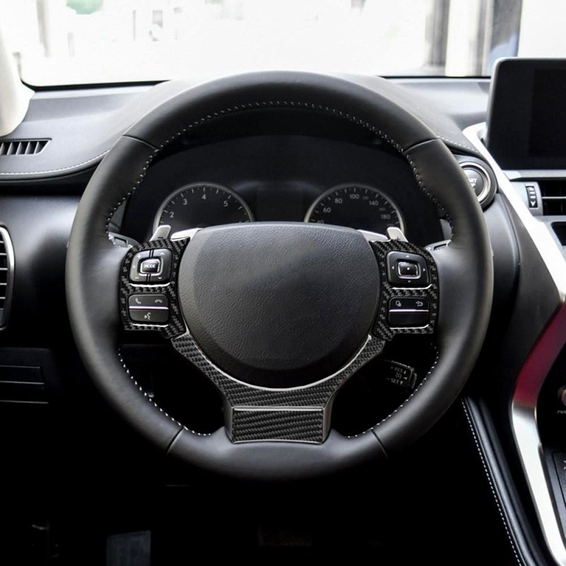 Carbon Fiber Steering Wheel Trim Cover 4Pcs Set Compatible with LEXUS IS250 IS300 IS350 2014-2018 - Scratch-Resistant UV-Resistant Carbon Fiber Trim for Car Interior Upgrade - Image 3