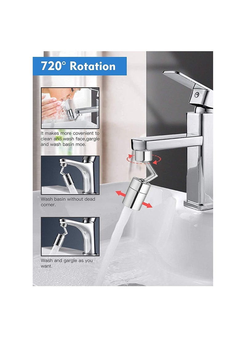 Excefore - Universal Faucet Aerator 720° Rotate 2 Modes Swivel Kitchen Sink Tap Aerator Stainless Steel Water-saving Tap Attachment with Nozzle Adapter Bathroom Sink Spray Aerator Anti-Splash Faucet - Image 1