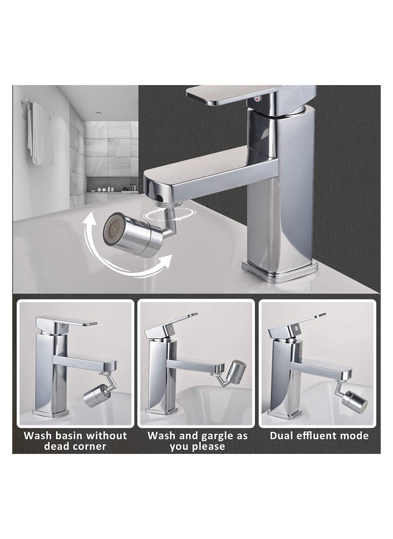 Excefore - Universal Faucet Aerator 720° Rotate 2 Modes Swivel Kitchen Sink Tap Aerator Stainless Steel Water-saving Tap Attachment with Nozzle Adapter Bathroom Sink Spray Aerator Anti-Splash Faucet - Image 1