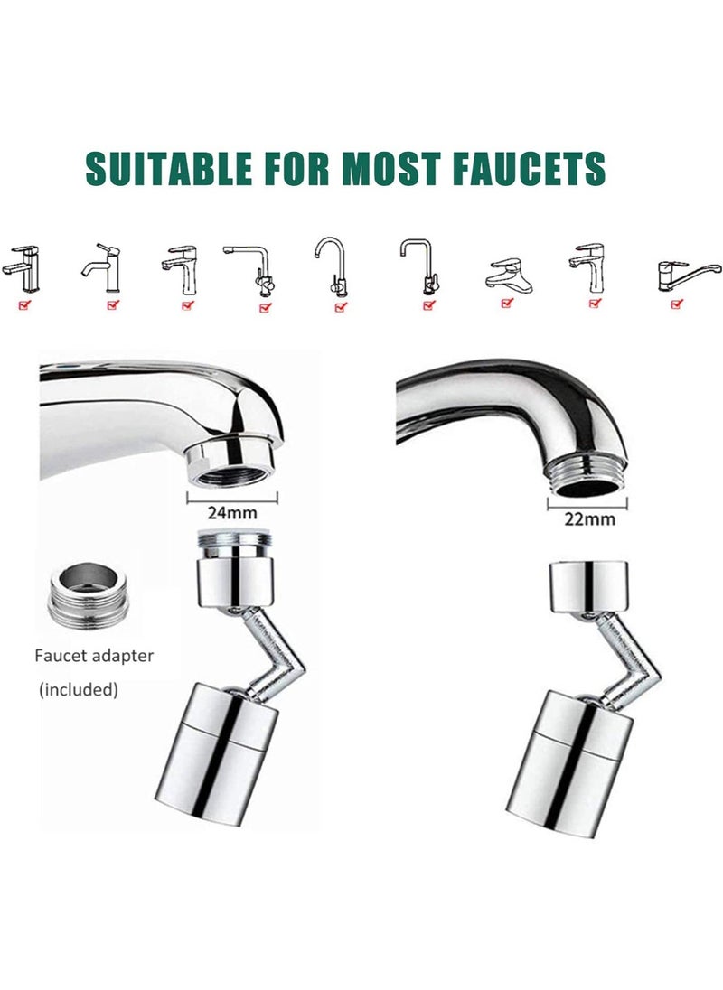 Excefore - Universal Faucet Aerator 720° Rotate 2 Modes Swivel Kitchen Sink Tap Aerator Stainless Steel Water-saving Tap Attachment with Nozzle Adapter Bathroom Sink Spray Aerator Anti-Splash Faucet - Image 1