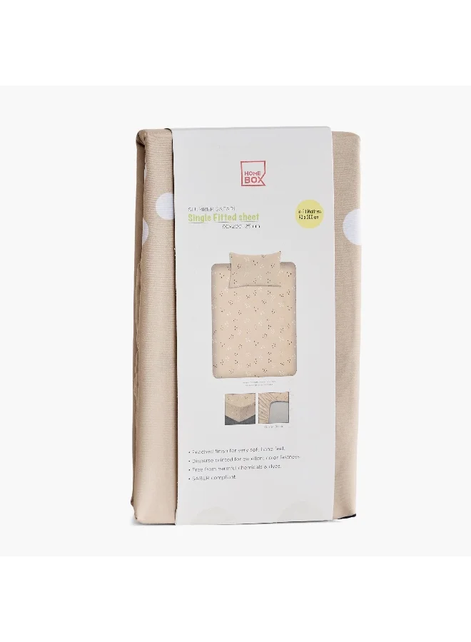 Home Box Joy Slumber Safari Single Microfibre Fitted Sheet - 90x200+25 cm