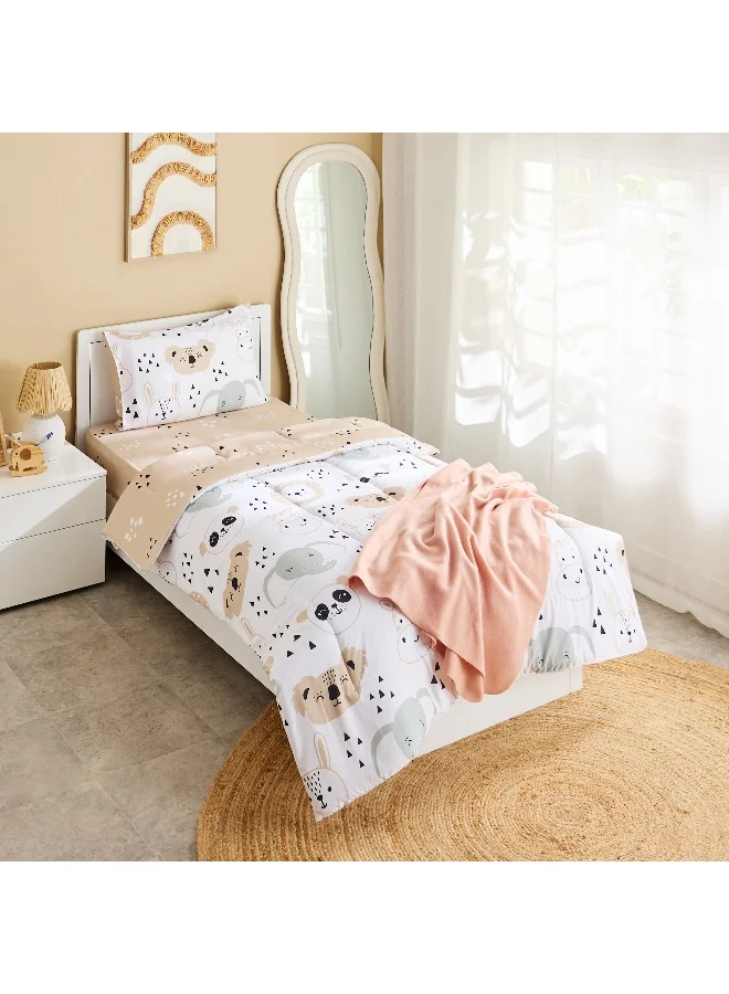 Home Box Joy Slumber Safari Single Microfibre Fitted Sheet - 90x200+25 cm