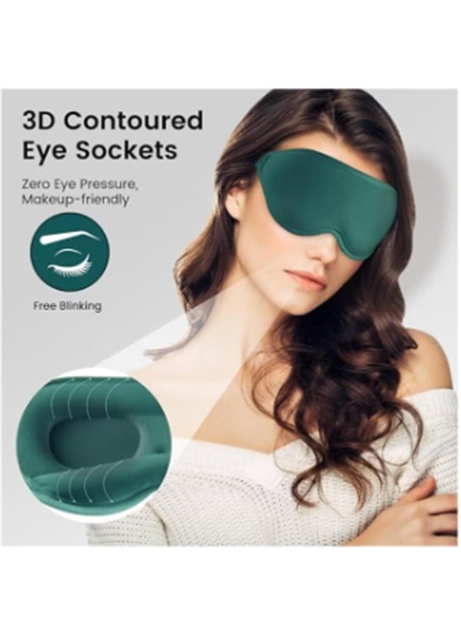 Sleep Eye Mask for Men and Women - Perfect Blackout 3D Eye Mask for Calm Sleep | 100% Blackout Nose Bridge Design | Soft and Comfortable Eyeshadow Cover for Travel, Yoga, Napping - Green - Image 1