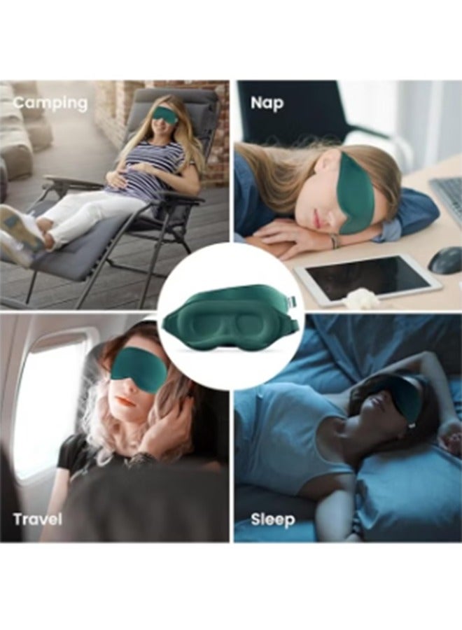 Sleep Eye Mask for Men and Women - Perfect Blackout 3D Eye Mask for Calm Sleep | 100% Blackout Nose Bridge Design | Soft and Comfortable Eyeshadow Cover for Travel, Yoga, Napping - Green - Image 2