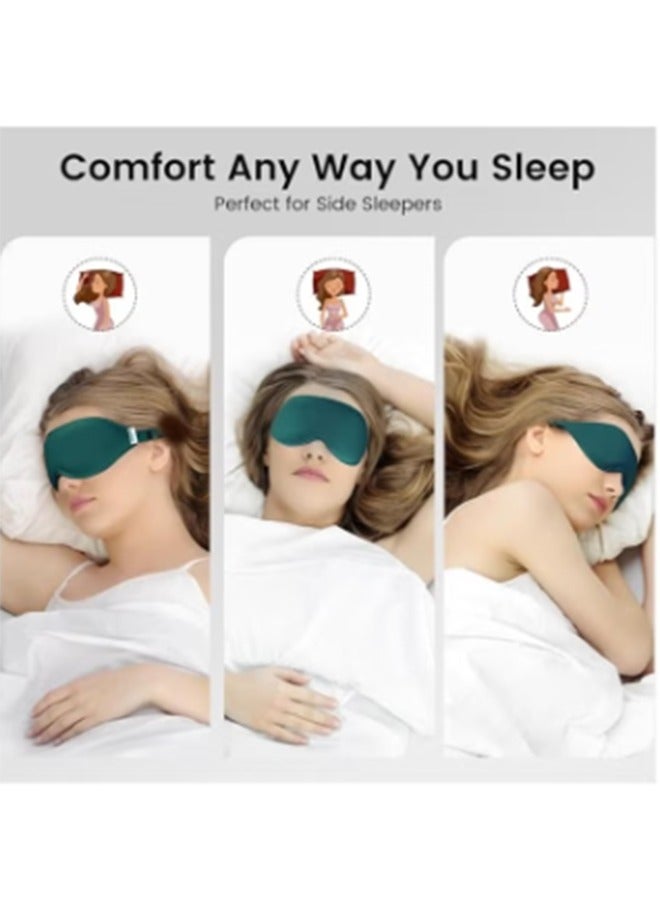 Sleep Eye Mask for Men and Women - Perfect Blackout 3D Eye Mask for Calm Sleep | 100% Blackout Nose Bridge Design | Soft and Comfortable Eyeshadow Cover for Travel, Yoga, Napping - Green - Image 3