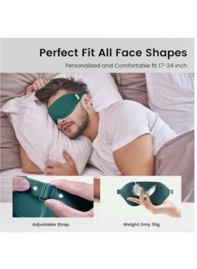 Sleep Eye Mask for Men and Women - Perfect Blackout 3D Eye Mask for Calm Sleep | 100% Blackout Nose Bridge Design | Soft and Comfortable Eyeshadow Cover for Travel, Yoga, Napping - Green - Image 4