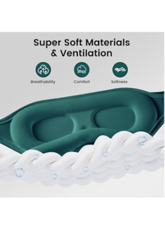 Sleep Eye Mask for Men and Women - Perfect Blackout 3D Eye Mask for Calm Sleep | 100% Blackout Nose Bridge Design | Soft and Comfortable Eyeshadow Cover for Travel, Yoga, Napping - Green - Image 5