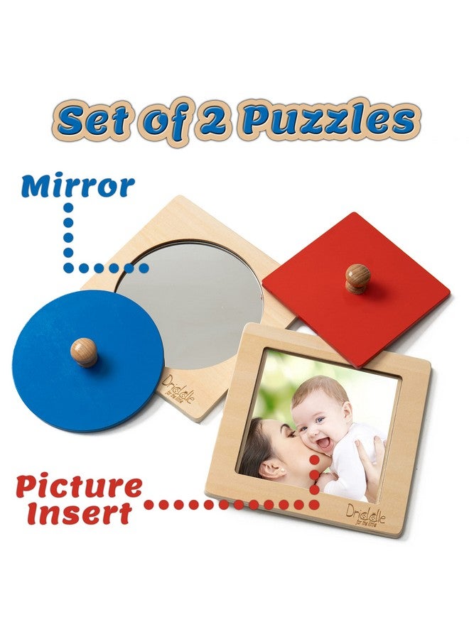 Driddle Montessori Toys - Wooden Knob Shape Puzzles - Mirror & Photo Insert - Learn Colors & Shapes Interactive Baby & Toddler Toys - Image 2