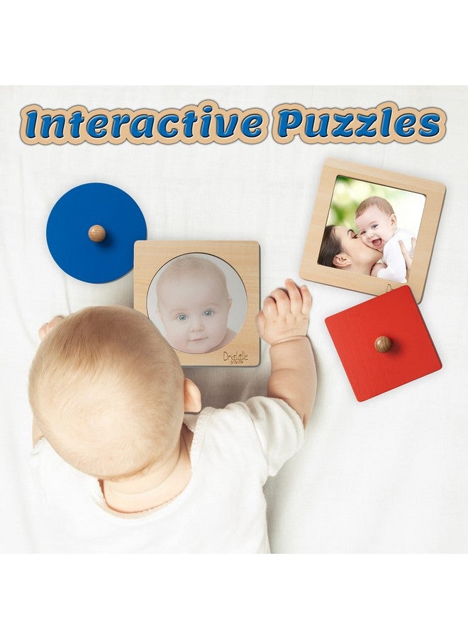 Driddle Montessori Toys - Wooden Knob Shape Puzzles - Mirror & Photo Insert - Learn Colors & Shapes Interactive Baby & Toddler Toys - Image 4