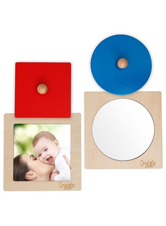 Driddle Montessori Toys - Wooden Knob Shape Puzzles - Mirror & Photo Insert - Learn Colors & Shapes Interactive Baby & Toddler Toys - Image 1