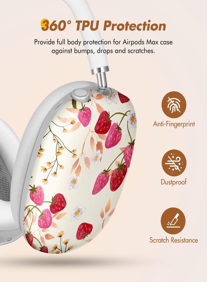 أغطية حماية Joyleop لسماعات AirPods Max - أغطية متينة وصلبة لسماعات AirPods Max، حافظة سماعات رأس أنيقة بتصميم فريد، إكسسوارات أساسية رائعة لسماعات الرأس، بنقشة زهور وتوت. - Image 2