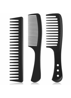 Patelai 3 Pieces Wide Tooth Detangling Hair Comb Styling Set, Carbon Fiber Styling Cutting Comb Anti Static Heat Resistant for Women Curly Straight Long Hair, Black  - Image 1
