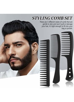 Patelai 3 Pieces Wide Tooth Detangling Hair Comb Styling Set, Carbon Fiber Styling Cutting Comb Anti Static Heat Resistant for Women Curly Straight Long Hair, Black  - Image 4