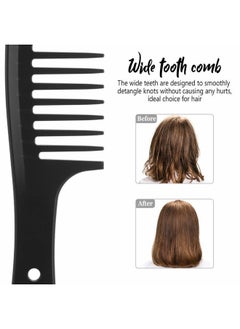 Patelai 3 Pieces Wide Tooth Detangling Hair Comb Styling Set, Carbon Fiber Styling Cutting Comb Anti Static Heat Resistant for Women Curly Straight Long Hair, Black  - Image 5