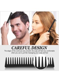 Patelai 3 Pieces Wide Tooth Detangling Hair Comb Styling Set, Carbon Fiber Styling Cutting Comb Anti Static Heat Resistant for Women Curly Straight Long Hair, Black  - Image 3