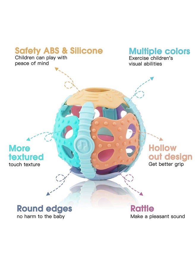 Baby Rattle Ball, Rubber  Teether Toy, Soft Silicone, Early Educational, Easy Grasp, for Babies to Toddler 3 and above months  - Image 2