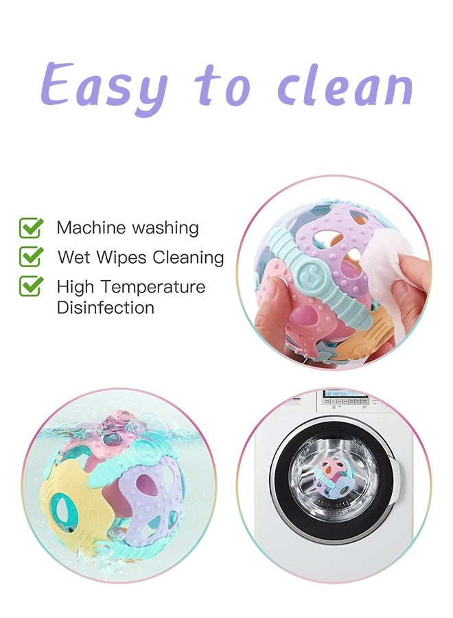 Baby Rattle Ball, Rubber  Teether Toy, Soft Silicone, Early Educational, Easy Grasp, for Babies to Toddler 3 and above months  - Image 5