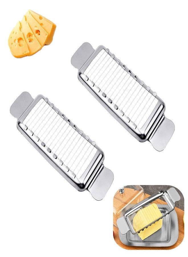 Peenbbop 2 PCS Butter Slicer Cutter Professional Butter Cutter Cheese Slicer Stainless Steel Cheese Slicer Handheld with 18 Sharp Wires for Butter, Block Cheese, Fruit Baking - Image 1