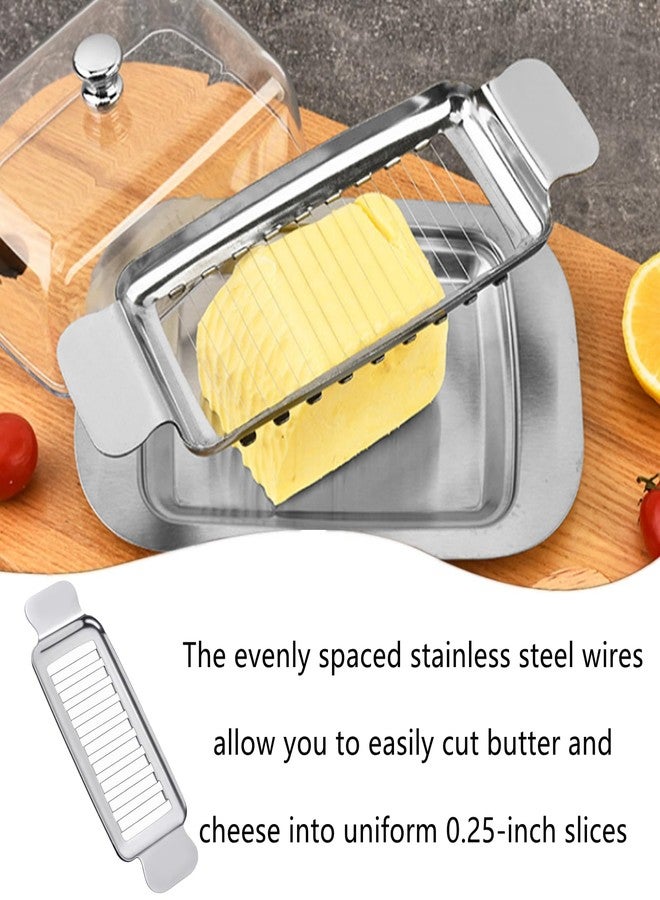 Peenbbop 2 PCS Butter Slicer Cutter Professional Butter Cutter Cheese Slicer Stainless Steel Cheese Slicer Handheld with 18 Sharp Wires for Butter, Block Cheese, Fruit Baking - Image 5