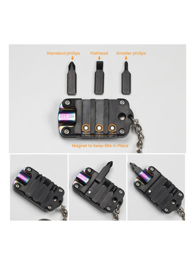 KASTWAVE Small Pocket Knife, Mini Keychain Knife, Tiny Stainless Steel Folding Knife, 2 PCS Pocket Knife with Keychain, Envelope Opener, Utility Knife, 1.2 Inch Blade, Mini EDC Tool with Screwdriver Bits - Image 2