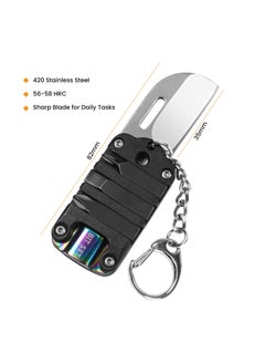 KASTWAVE Small Pocket Knife, Mini Keychain Knife, Tiny Stainless Steel Folding Knife, 2 PCS Pocket Knife with Keychain, Envelope Opener, Utility Knife, 1.2 Inch Blade, Mini EDC Tool with Screwdriver Bits  - Image 4