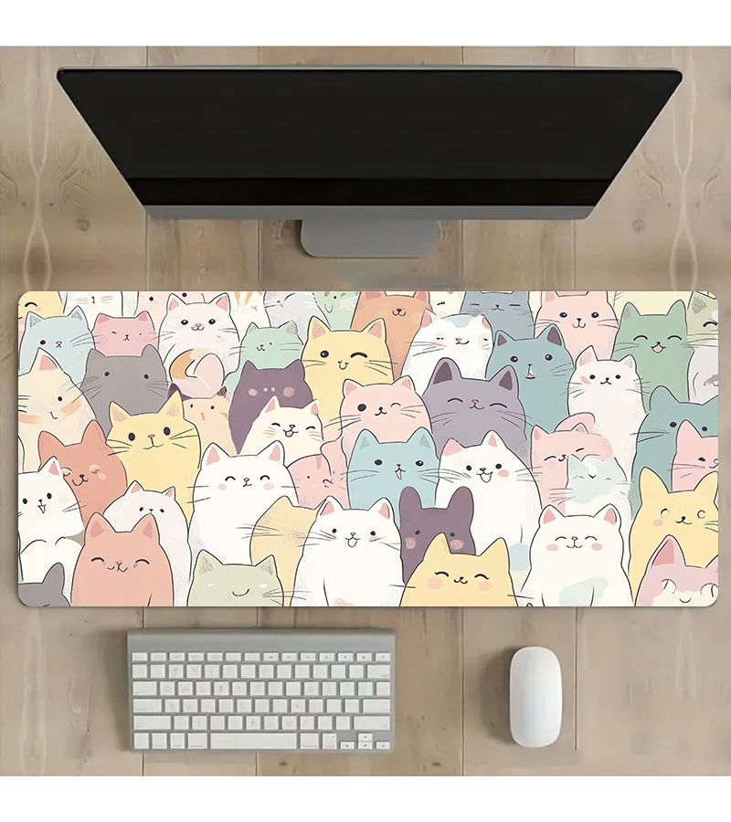 Oversized Mixed Color Rubber Cat Mouse Pad 50x100cm Anti Slip Smooth Gaming Desk Mat For PC Computer Home Study Office Work Ideal Gift Choice - Image 2