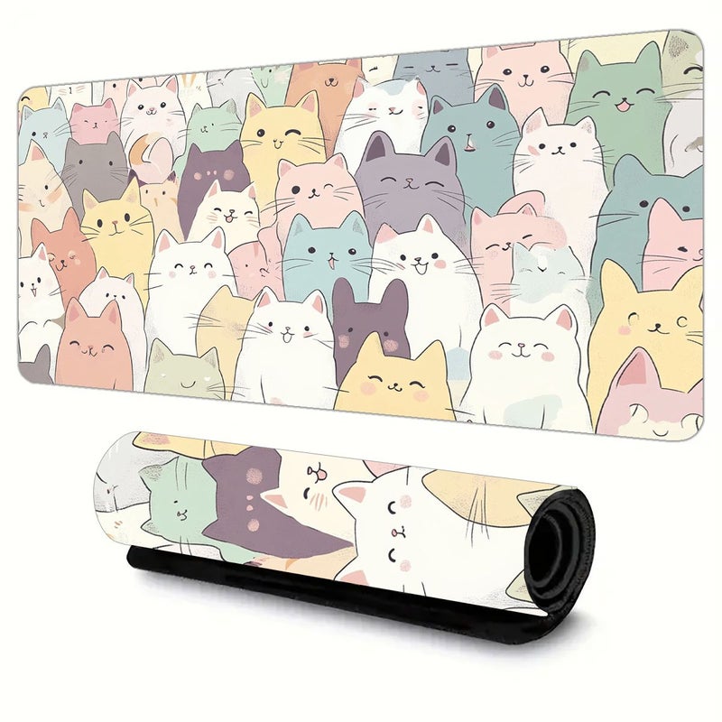 Oversized Mixed Color Rubber Cat Mouse Pad 50x100cm Anti Slip Smooth Gaming Desk Mat For PC Computer Home Study Office Work Ideal Gift Choice - Image 3