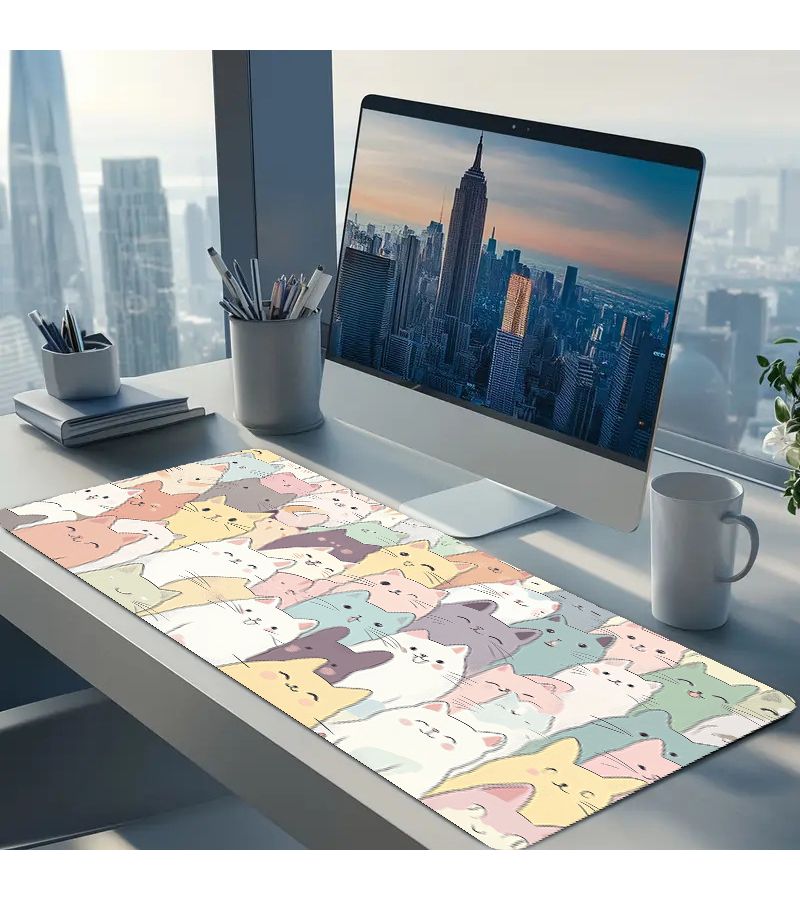 Oversized Mixed Color Rubber Cat Mouse Pad 50x100cm Anti Slip Smooth Gaming Desk Mat For PC Computer Home Study Office Work Ideal Gift Choice - Image 4