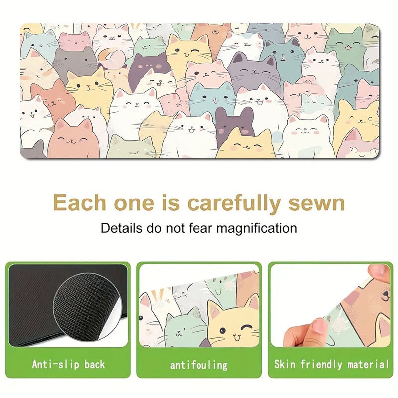 Oversized Mixed Color Rubber Cat Mouse Pad 50x100cm Anti Slip Smooth Gaming Desk Mat For PC Computer Home Study Office Work Ideal Gift Choice - Image 5