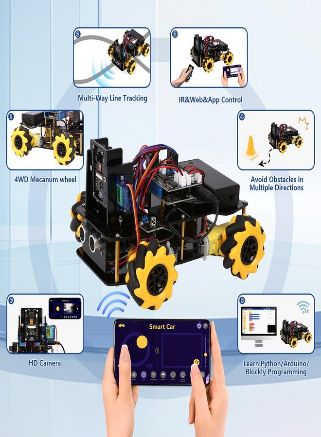 ACEBOTT 3MP Camera Expansion Pack Smart Car Starter Kit, Robotics Kit for Kids Ages 8-12 12-16, STEM Toys Coding Robot Kit for Teens & Adults(QD002) - Image 5