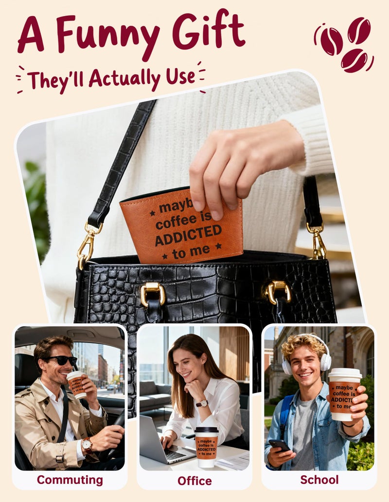 LEJIAJINW Valentine's Day Gifts for Her Him Coffee Lover Women Men Anniversary Birthday Coffee Gift for Boyfriend Girlfriend, Romantic I Love You Gifts for Husband Wife Mothers Day Christmas, Leather Cup Sleeve - Image 5