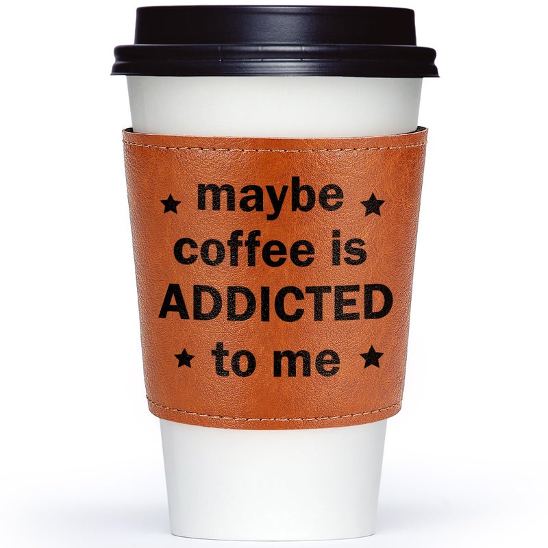 LEJIAJINW Valentine's Day Gifts for Her Him Coffee Lover Women Men Anniversary Birthday Coffee Gift for Boyfriend Girlfriend, Romantic I Love You Gifts for Husband Wife Mothers Day Christmas, Leather Cup Sleeve - Image 1