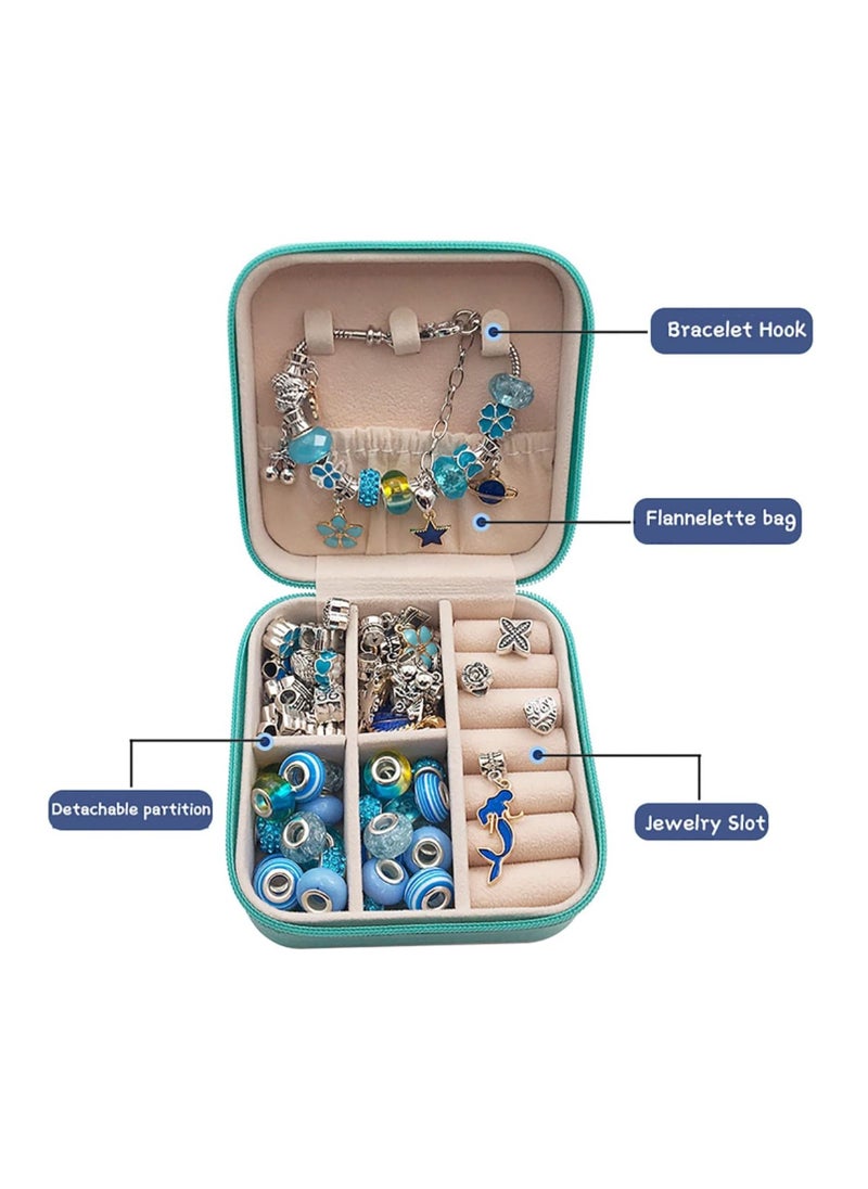 YelaJoy - Bracelet Making Kit for Girls,68PCs Charm Bracelets Kit with Jewelry Box, Jewelry Charms, Bracelets for DIY Craft, Jewelry Gift for Adults and Kids，Present For 8-12 Year Old Girl (Blue) - Image 1