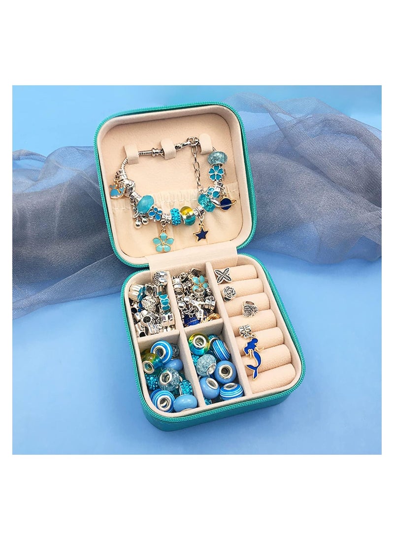 YelaJoy - Bracelet Making Kit for Girls,68PCs Charm Bracelets Kit with Jewelry Box, Jewelry Charms, Bracelets for DIY Craft, Jewelry Gift for Adults and Kids，Present For 8-12 Year Old Girl (Blue) - Image 1