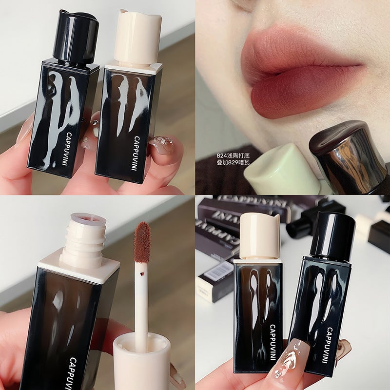 Cappuvini Water Wave Amber Lip Glaze Pseudo Plain White Matte Matte Matte Velvet Lip Glaze - Image 3