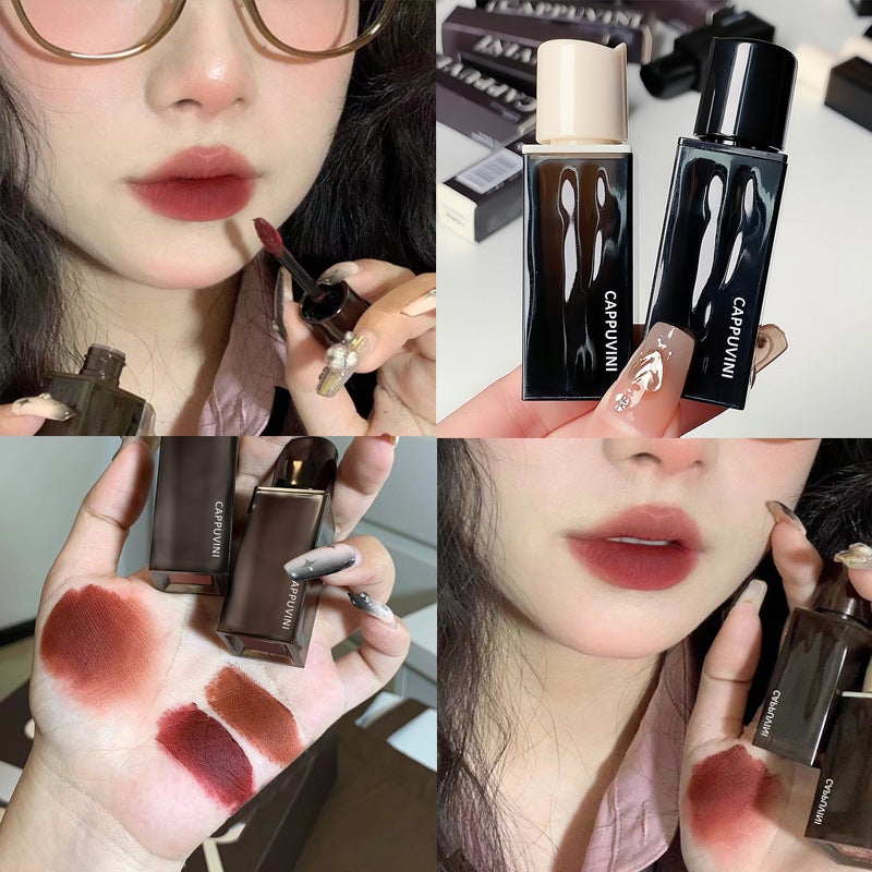 Cappuvini Water Wave Amber Lip Glaze Pseudo Plain White Matte Matte Matte Velvet Lip Glaze - Image 2