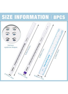 Maitys 8 Pieces Microblading Marker Pen With Paper Ruler Skin Marker Eyebrow Permanent Makeup Position Mark Tools Markers Pen For Eyebrow Lips Skin (White And Purple,Singlehead)  - Image 4