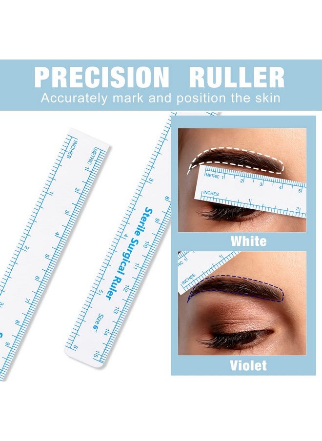 8 قطع من أقلام تحديد Microblading مع مسطرة ورقية لتحديد الجلد وأدوات تحديد موضع مكياج الحواجب الدائم وقلم تحديد للحاجب والشفاه والجلد (أبيض وأرجواني، رأس واحد)