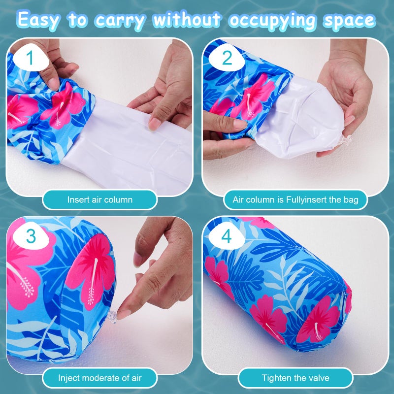 Brmoka Inflatable Swimming Pool Noodle, 2 Pack Soft Fabric Quick Drying Covered Large Pool Floats Noodles, Premium Buoyancy Swim PoolFloats with Portable Storage Bag for Pool Party Toyï¼ˆTropical/Plantsï¼‰ - Image 5