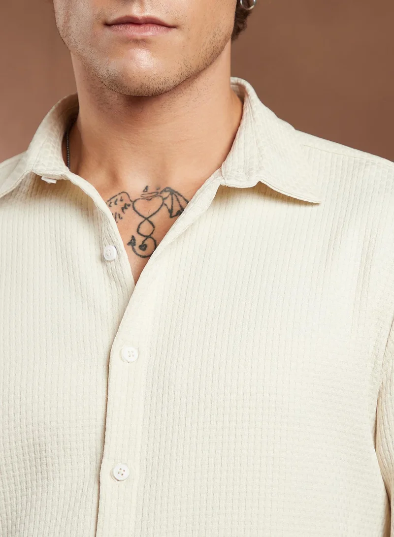 CAHOOT  Men's Off-White Interweave-Tactile Shirt for Men | Best Price UAE
